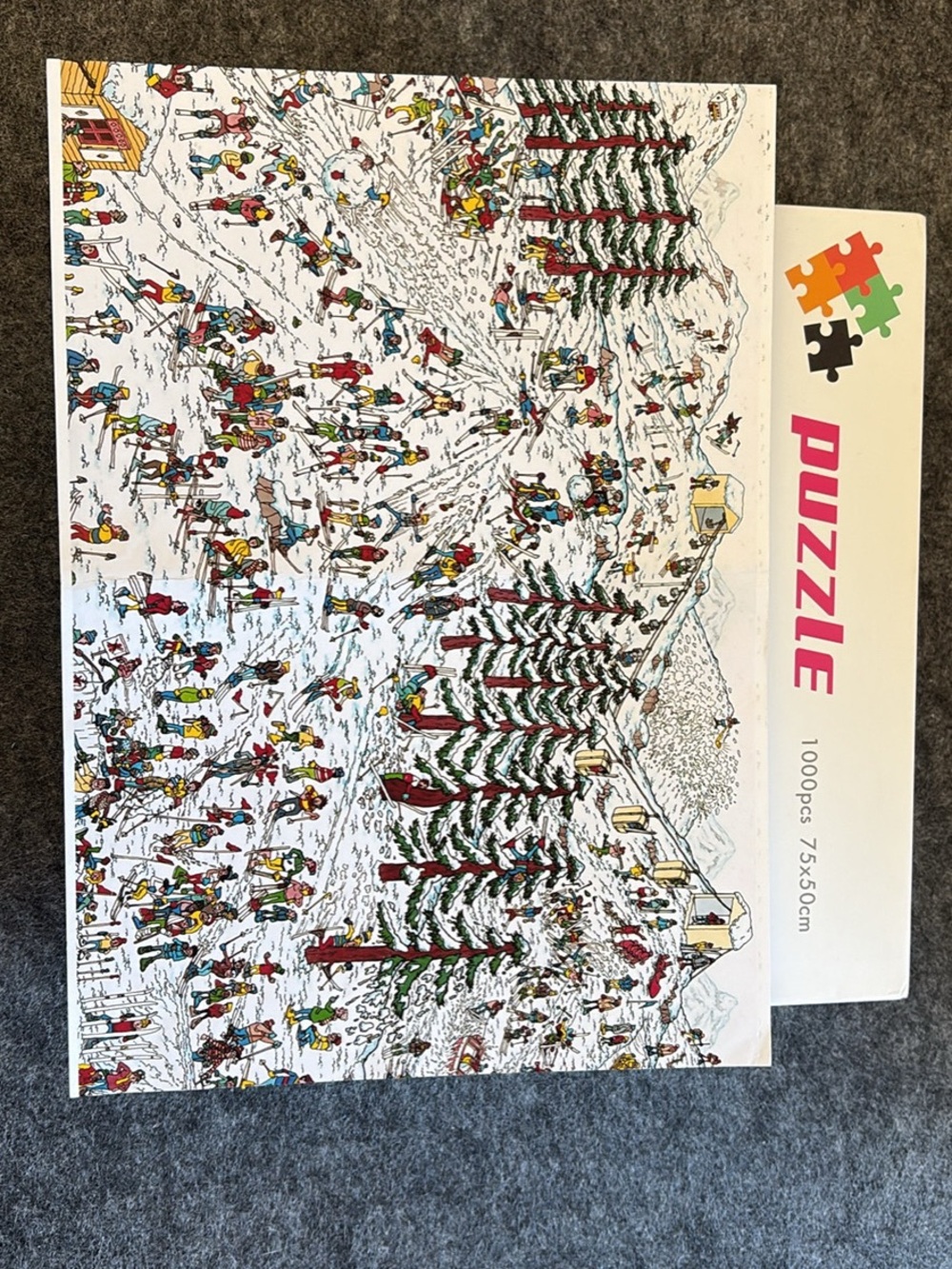 1000pc Winter Ski Scene Jigsaw Puzzle - Colorful Crowded Slope